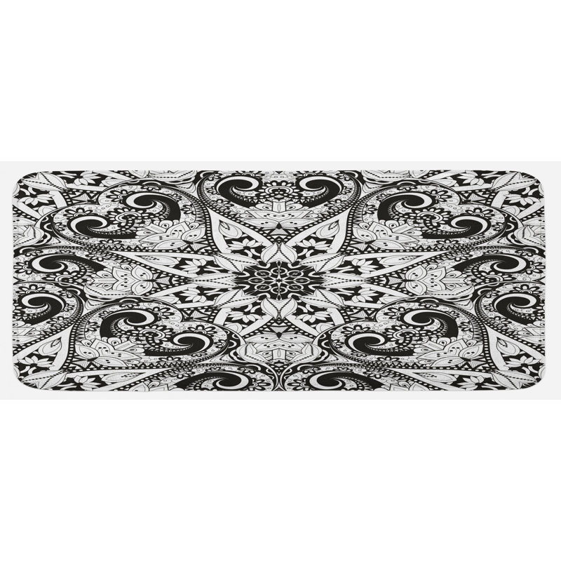 Tapis de cuisine en forme d’univers noir de style orientale avec effets de moyen-orient