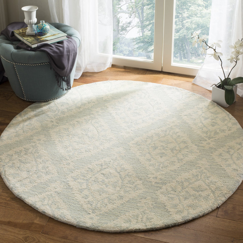Anik Hand Tufted Wool Damask Rug, Round 5'