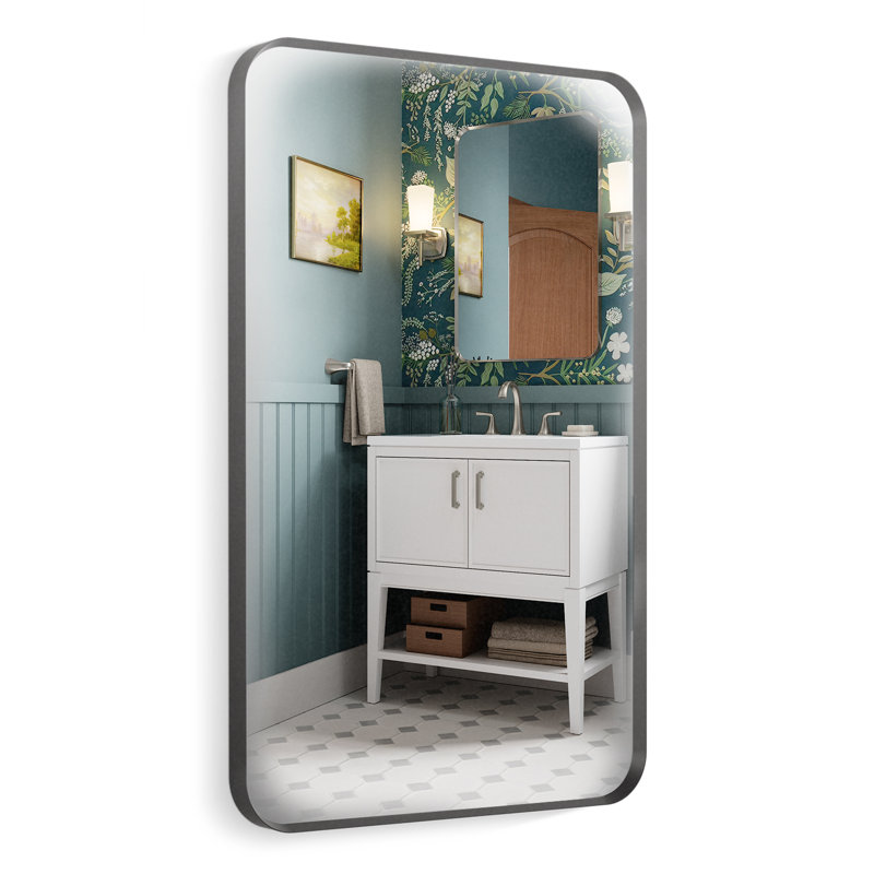 Miroir de salle de bain mural, 45 po x 30 po, Noir mat