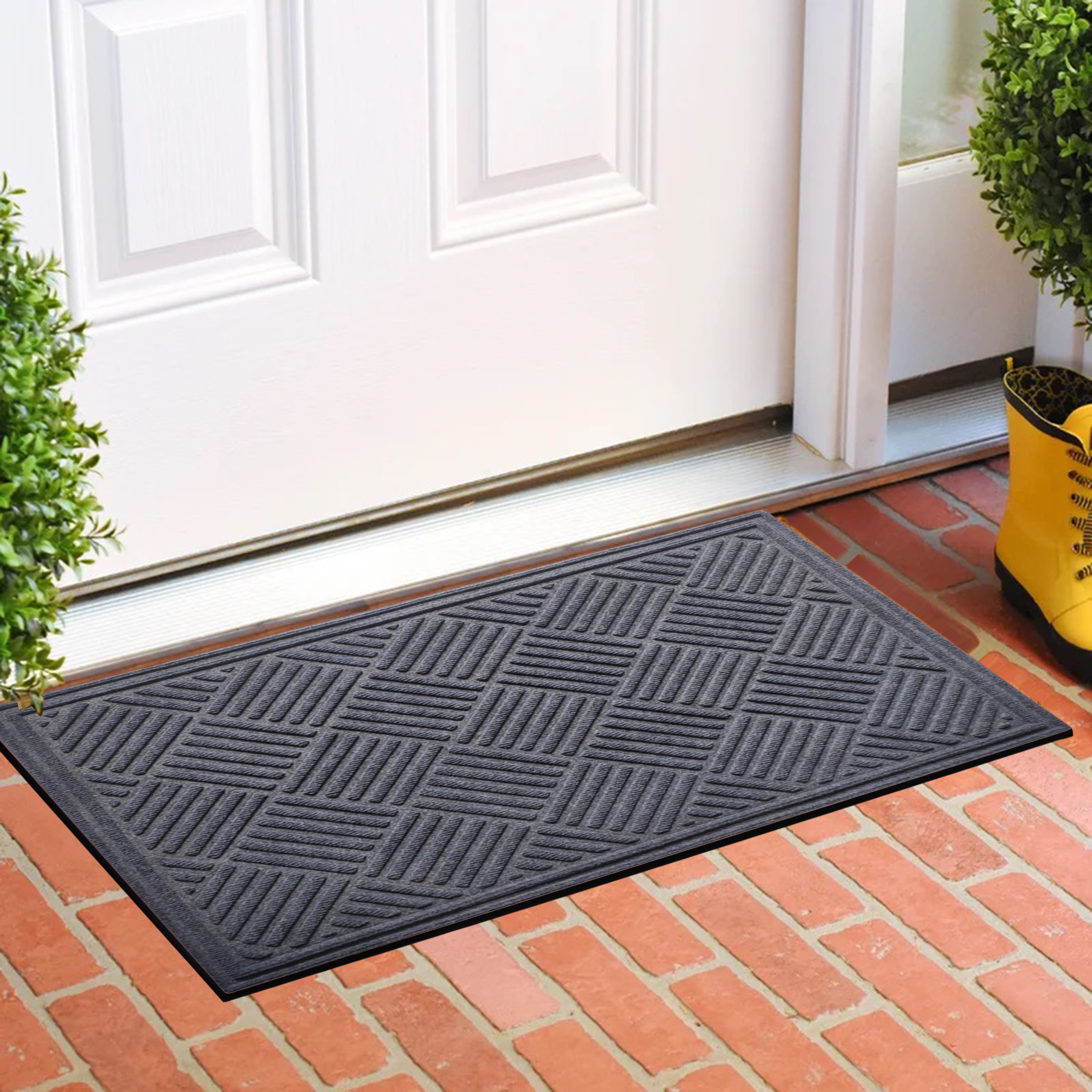 A1hc Heavy Duty Dark Brown 24 in. x 36 in. Polypropylene Dirt Cleaning and Water Absorbing Door Mat