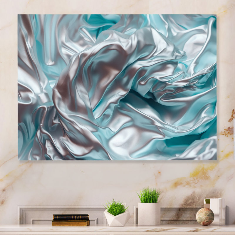 «Silver Blue Dancing Colors» sur impression métallique, H 24 po x l 32 po
