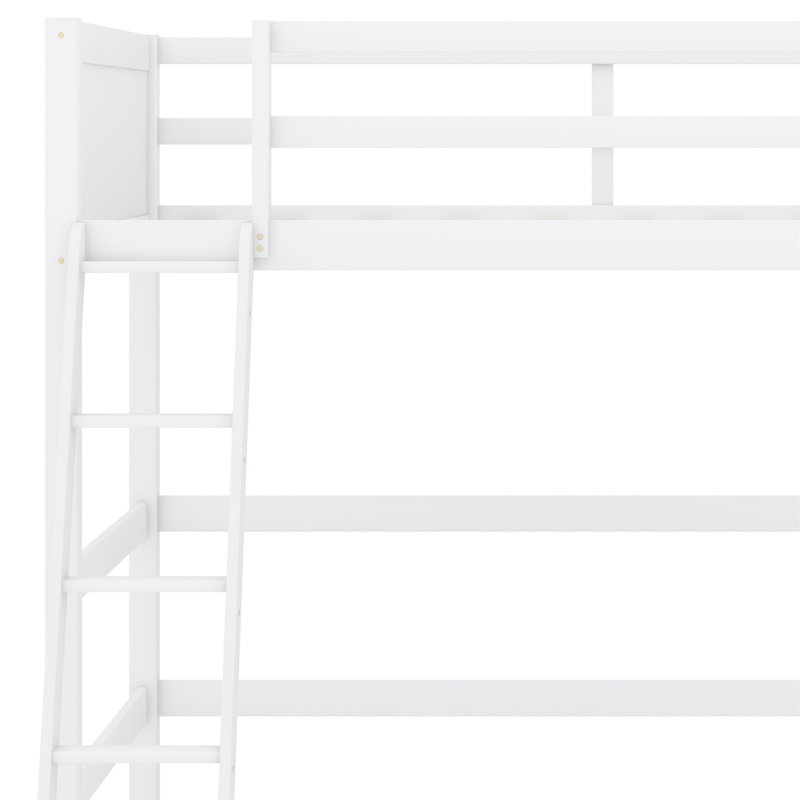 Wood Loft Bed With Ladder, White