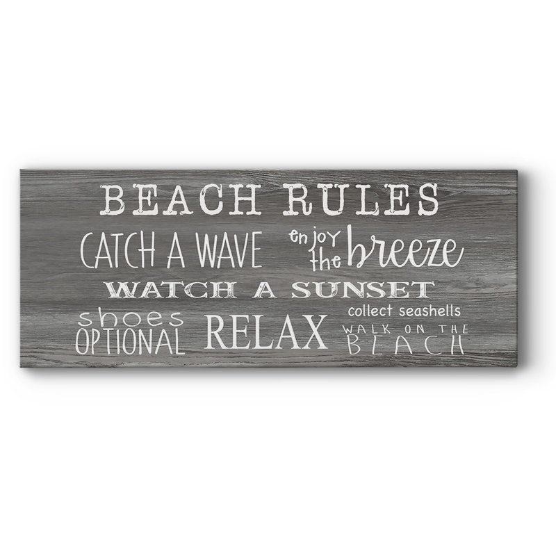 " Beach Rules ", 8" H x 20" W x 1.5" D