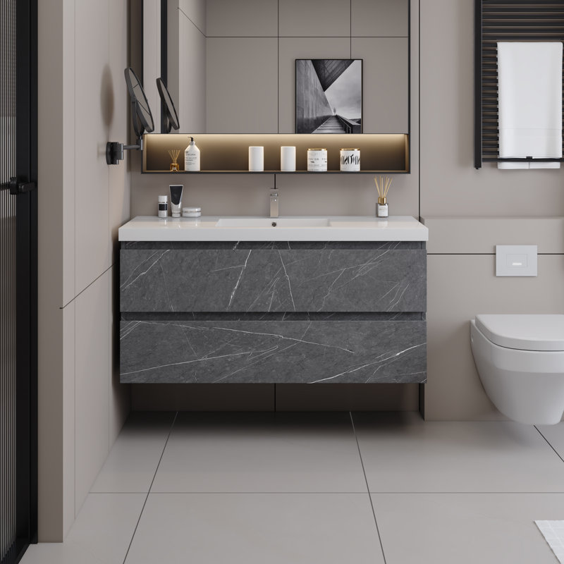Ensemble de meuble-lavabo simple 48 po avec plateau en acrylique Maplecrest, Gris