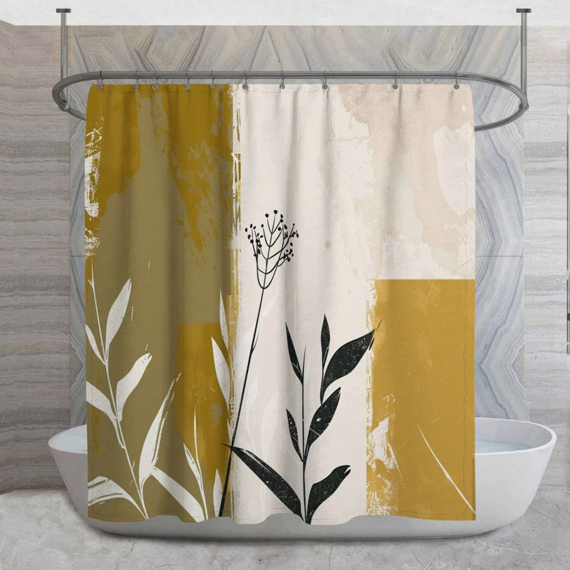 Rideau de douche à motif de feuilles, H 73 po x l 70 po