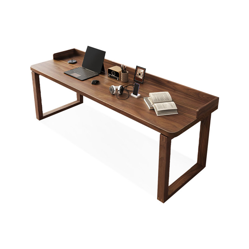Dark walnut Rectangular Solid Wood desk, 29.53" H x 78.74" W x 27.56" D