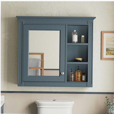 Armoire à pharmacie 30 po x 28 po, armoire de rangement murale pour salle de bain, armoire murale moderne avec miroir, armoire à pharmacie, armoire à miroir avec 3 tablettes ouvertes (meuble-lavabo non inclus)