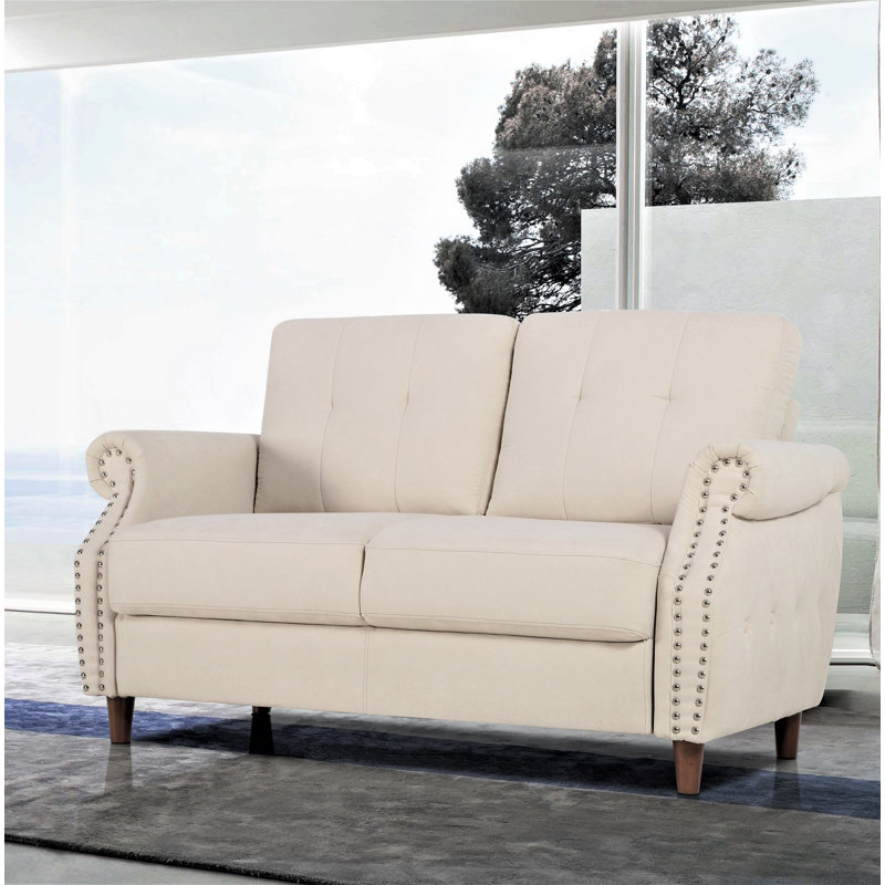 Causeuse à accoudoirs roulés 57,48 po Sauter, Beige