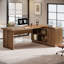 70.8-Inch Executive Desk with File Cabinet, L-Shaped Computer Table with Storage Shelves, Light Walnut (Chairs not Included)