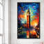 «London, England At Twilight V2», peinture sur toile à cadre flottant-88028369