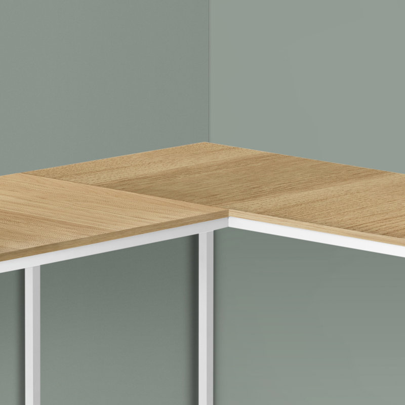 Bureau d'ordinateur, bureau personnel, coin, L 58 po, forme en L, travail, ordinateur portable, stratifié, métal blanc, contemporain, moderne (bureau)