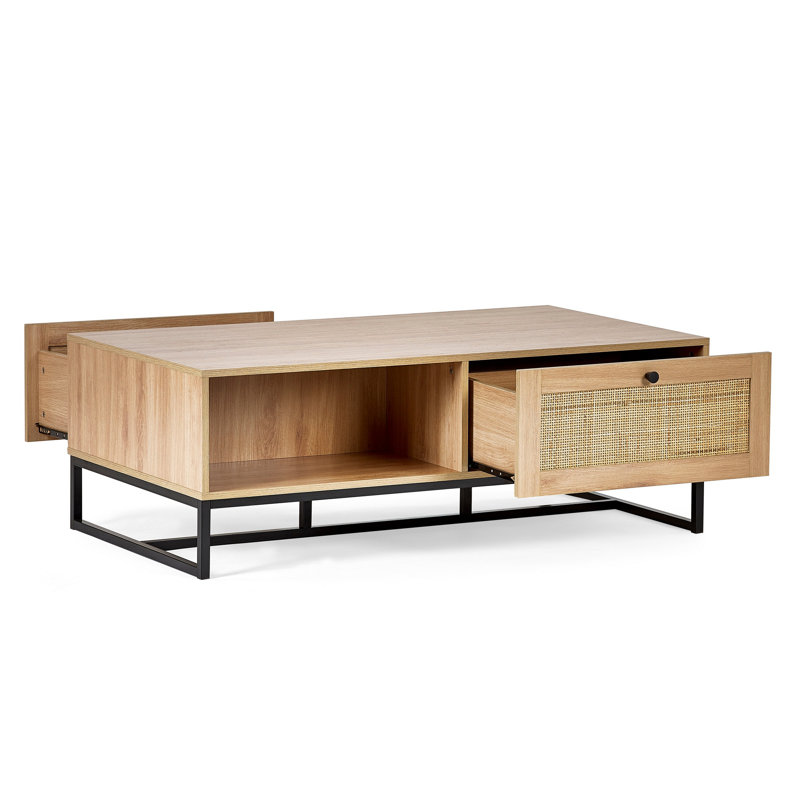 Reese Trestle Coffee Table with Storage, Oak
