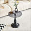 Table d'appoint moderne noir mat avec plateau en verre trempé