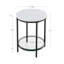 Round Faux Marble End Table with Glass Shelf-1205259487
