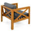 Fauteuil club en bois avec coussins gris foncé, finition, assise confortable pour les jardins, tissu imperméable extérieur facile à assembler