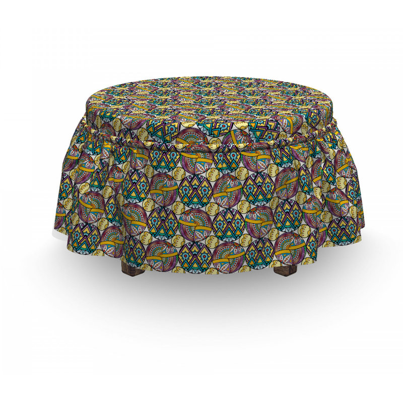 Ensemble de 2 housse pour repose-pieds à coussins carrés asiatique boho mandala
