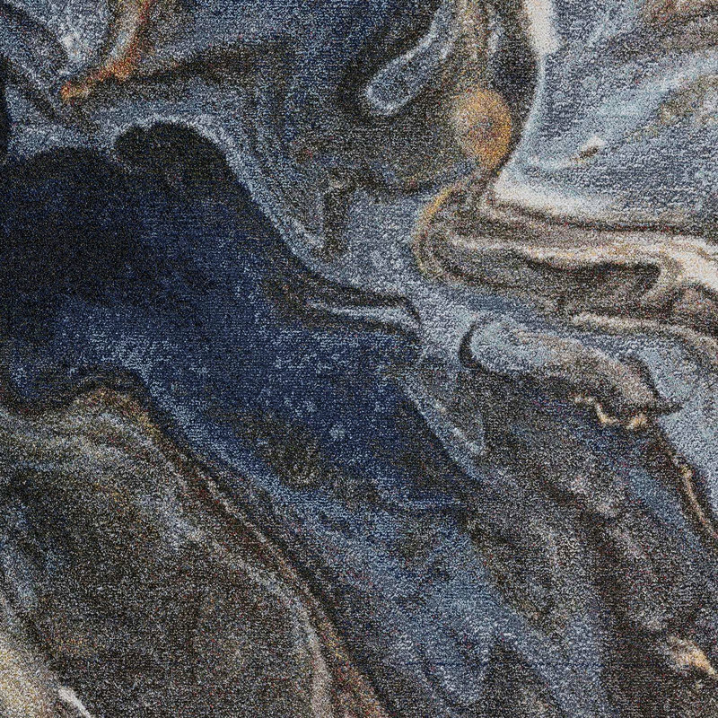 Aba Abstract Blue/Gray/Orange Area Rug, Rectangle 5'3" x 7'3"