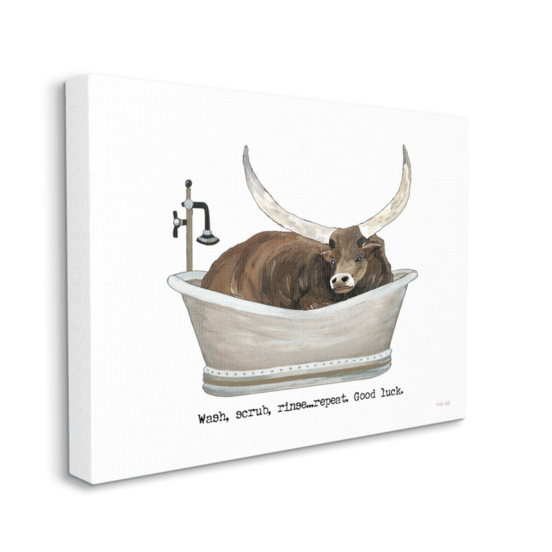 Impression sur toile tendue, "Longhorn", par Cindy Jacobs, Toile tendue, H 36 po x l 48 po x P 1,5 po
