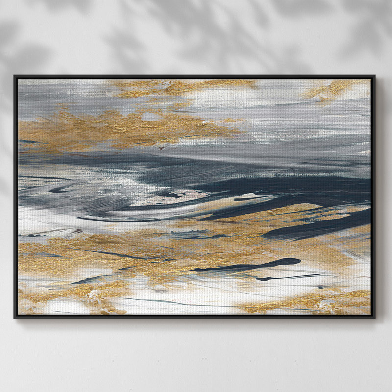 Tumultueux bleu marine, reproduction sur toile, H 17 po x l 25 po x P 2 po, Noir