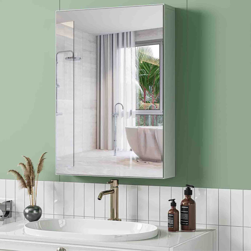 500mm W 700mm H Wall Mounted Required Frameless Medicine Cabinet With Mirror And Adjustable Shelf