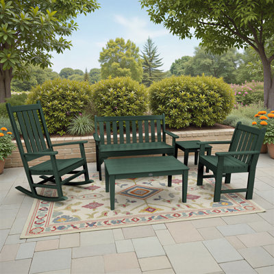 POLYWOOD Vineyard 5-Piece Bench & Rocking Chair Set