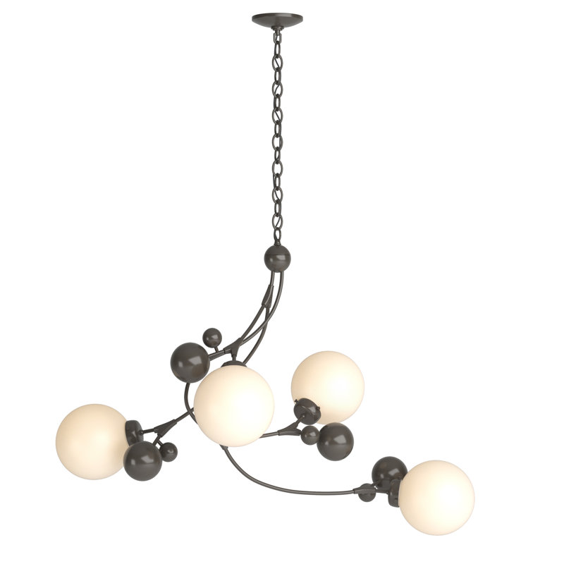 Sprig 4 - Light Unique/Statement Geometric Chandelier, Dark Smoke, Opal