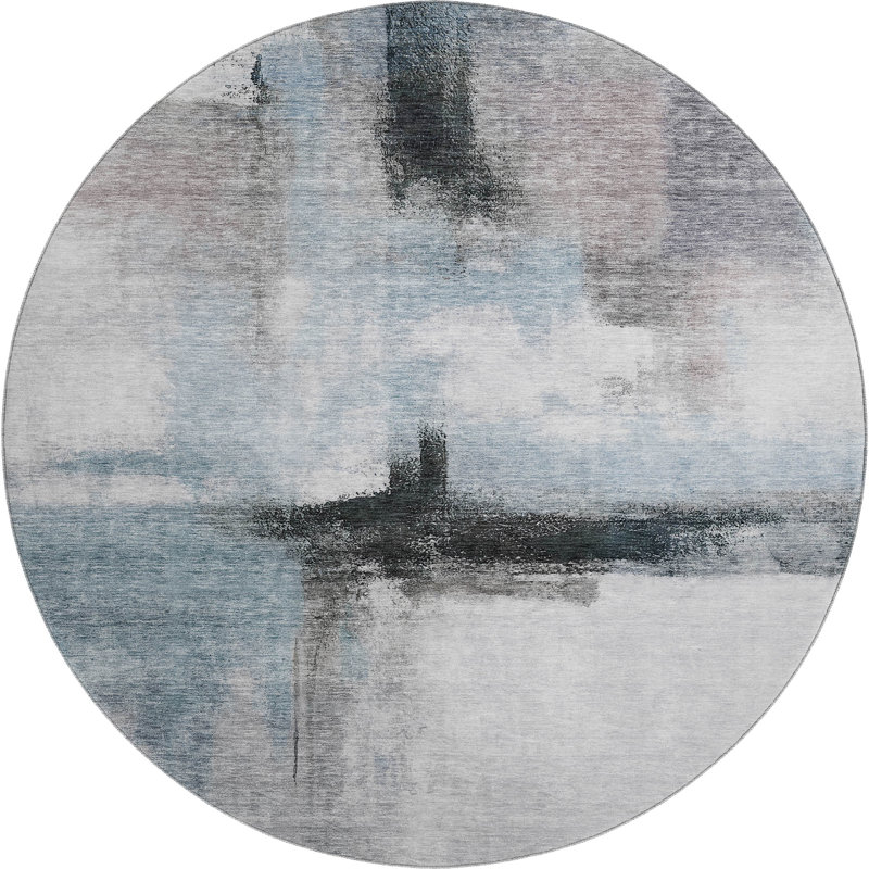 Premium Machine Washable Wayne AMF1097 Modern Rug, Round 8'