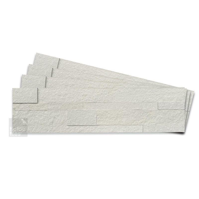 Carrelage mosaïque auto-adhésif en pierre naturelle 6 po x 24 po, Cristal, blanc chaud