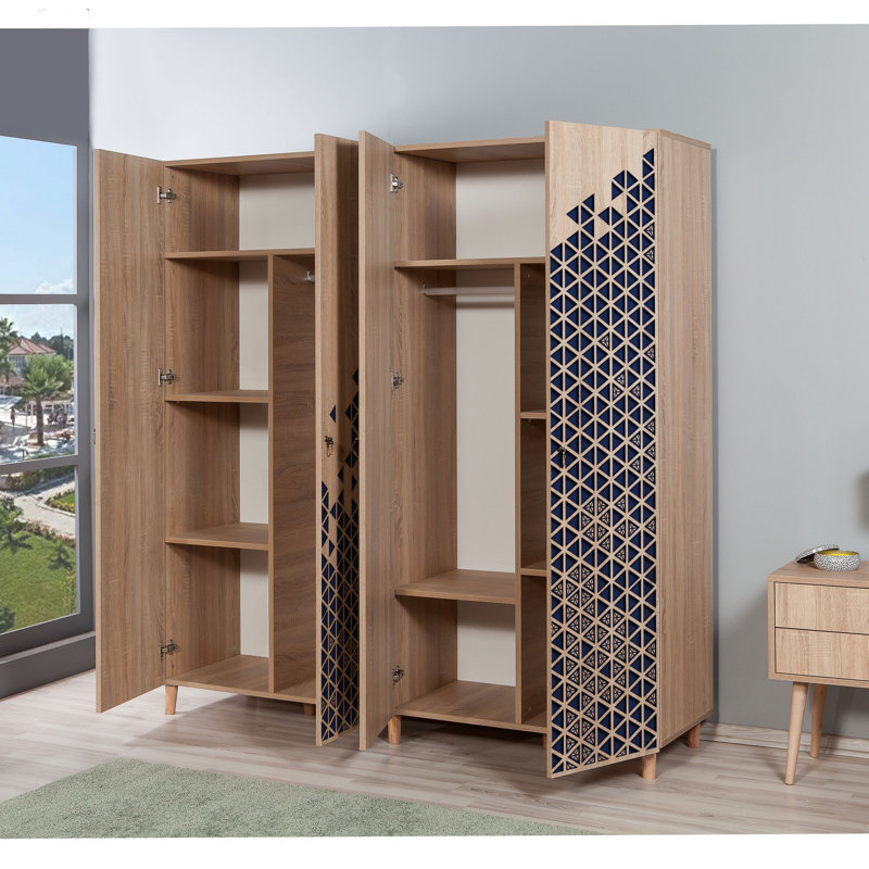Armoire Allmon, Bleu / chêne
