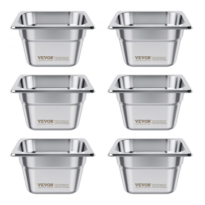Poêles à vapeur en acier inoxydable pour hôtel, poêle à vapeur de table de taille 1/6, 4 pouces de profondeur, anti-breuvage, fournitures de restaurant réutilisables pour la maison, la fête, le restaurant, l'hôtel, le buffet