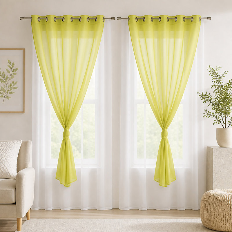 Robin Sheer Curtain, Light Green/White