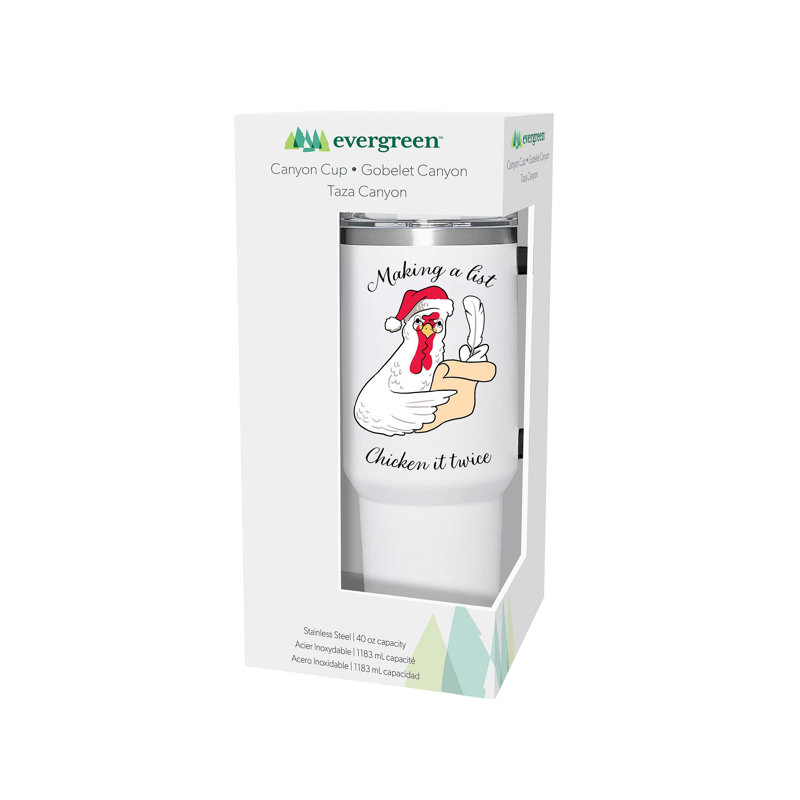 Tasse de voyage de Noël à double paroi en acier inoxydable avec boîte-cadeau et paille, 40 oz.