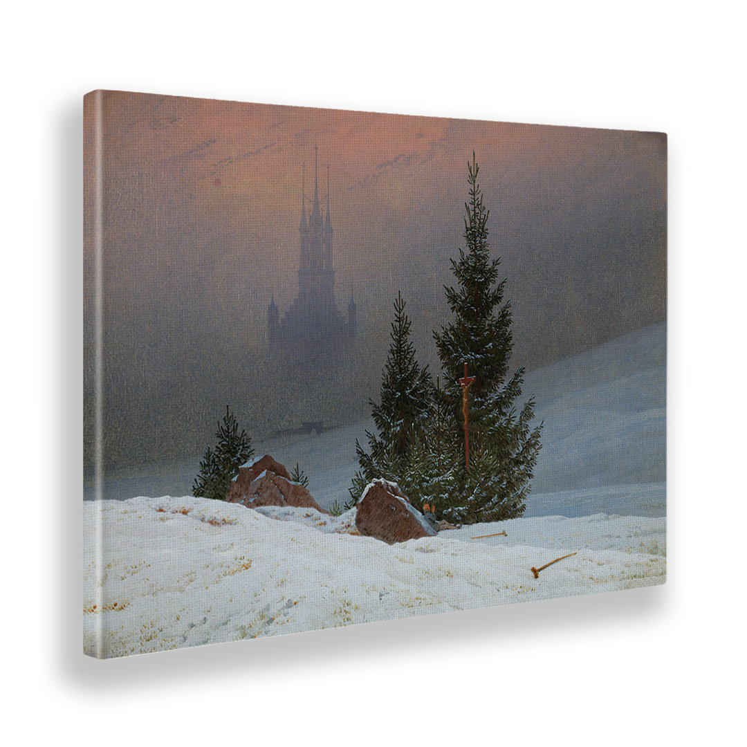 Wandbild Kirche mit Winterlandschaft von Caspar Friedrich