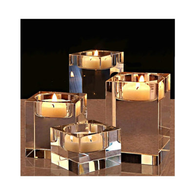 4-tlg. Teelichthalter-Set aus Kristallglas