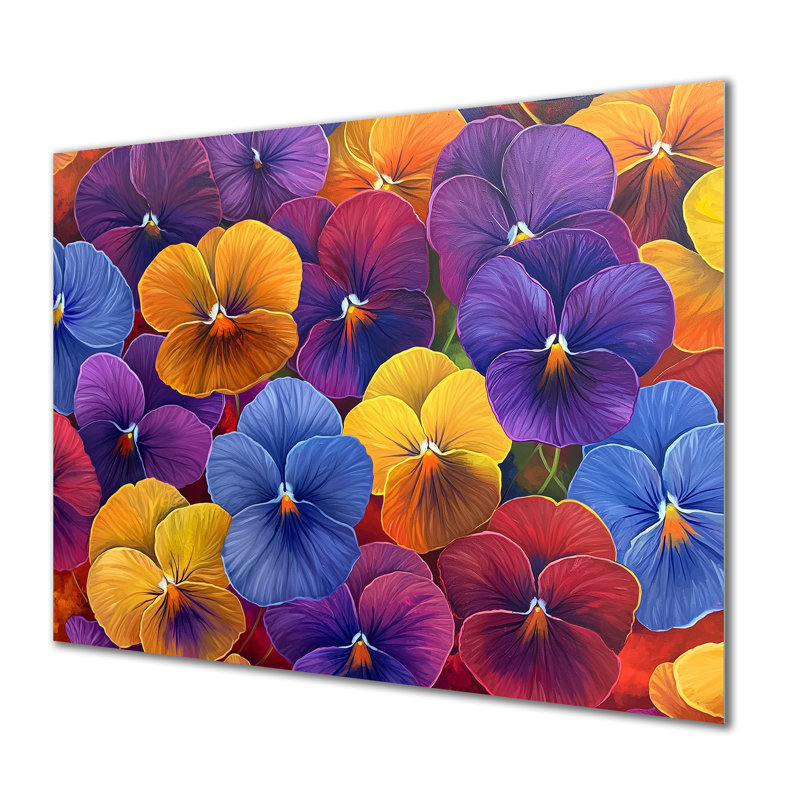 Vibrant Garden Violets Flowers I - Décoration murale florale en métal, imprimé métallique Violettes