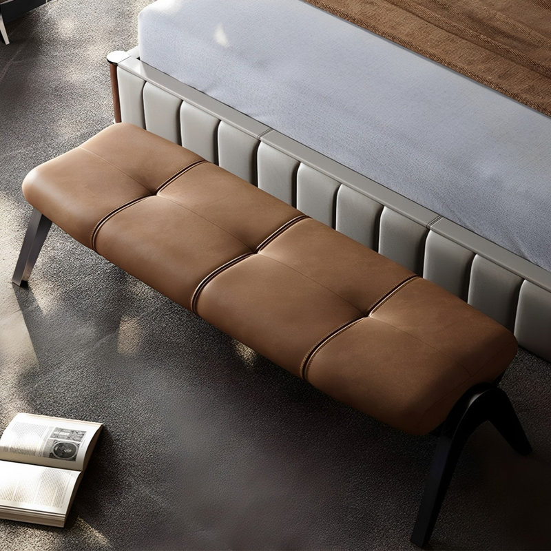 Iacovino Faux Leather Upholstered Bench, Black/Coffee, 17.71" H x 70.86" W x 17.71" D