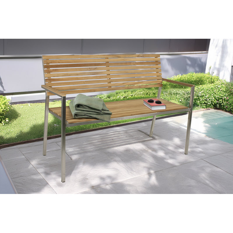 Quillian Stainless Steel Outdoor Bench, 86cm H x 125cm W x 55cm D
