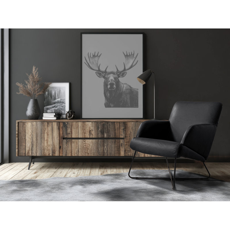Averie Genuine Leather Designer Armchair, Black