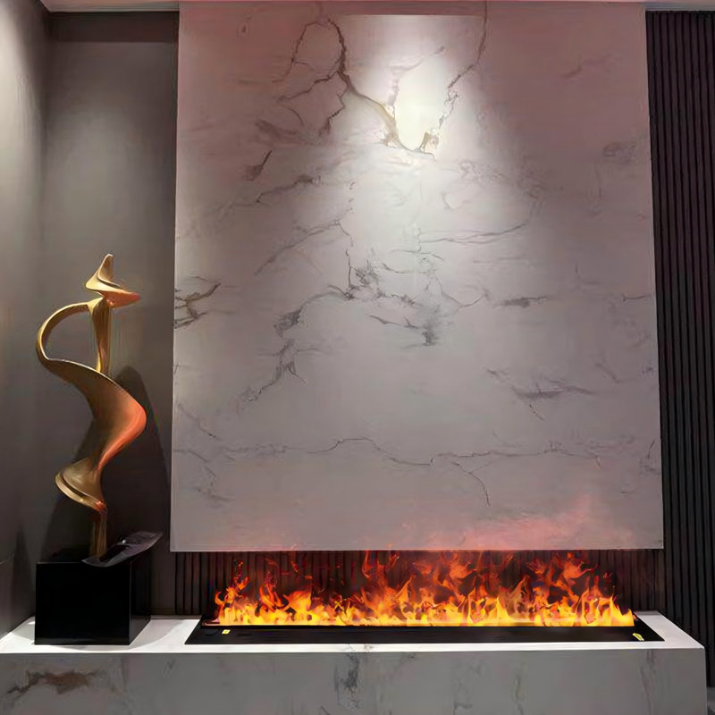 Foyer électrique encastré 23,62 "avec flamme simulée à brume atomisée 3D et humidificateur intégré