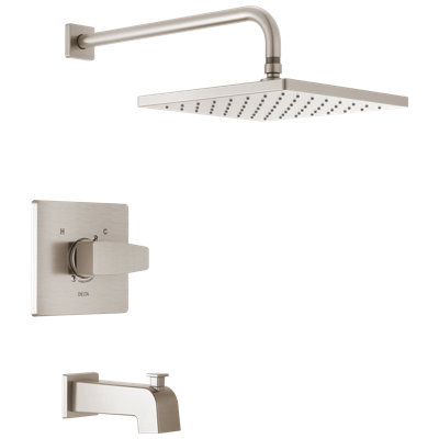 Modern Raincan Square Single-Function Tub and Shower Faucet Set, Valve Trim Kit, Rain Shower Head