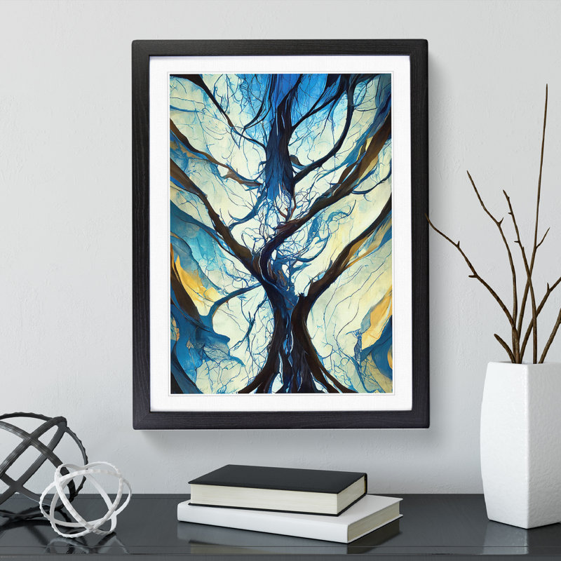 Tree In Abstract No.4 - Single Picture Frame Painting, 64cm H x 46cm W x 2cm D, Black Framed
