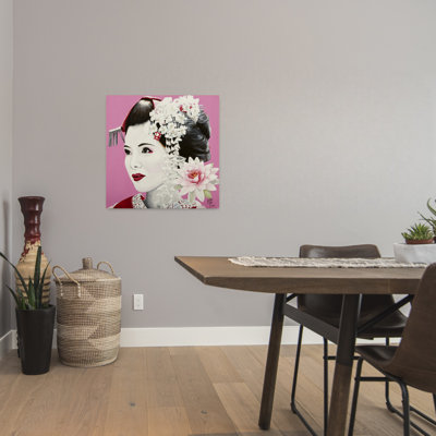 Dashiell Contemporary Art Abstract Contemporary Rose Flower Portrait Wall Art 1 Piece Wrapped Canvas Wall Art