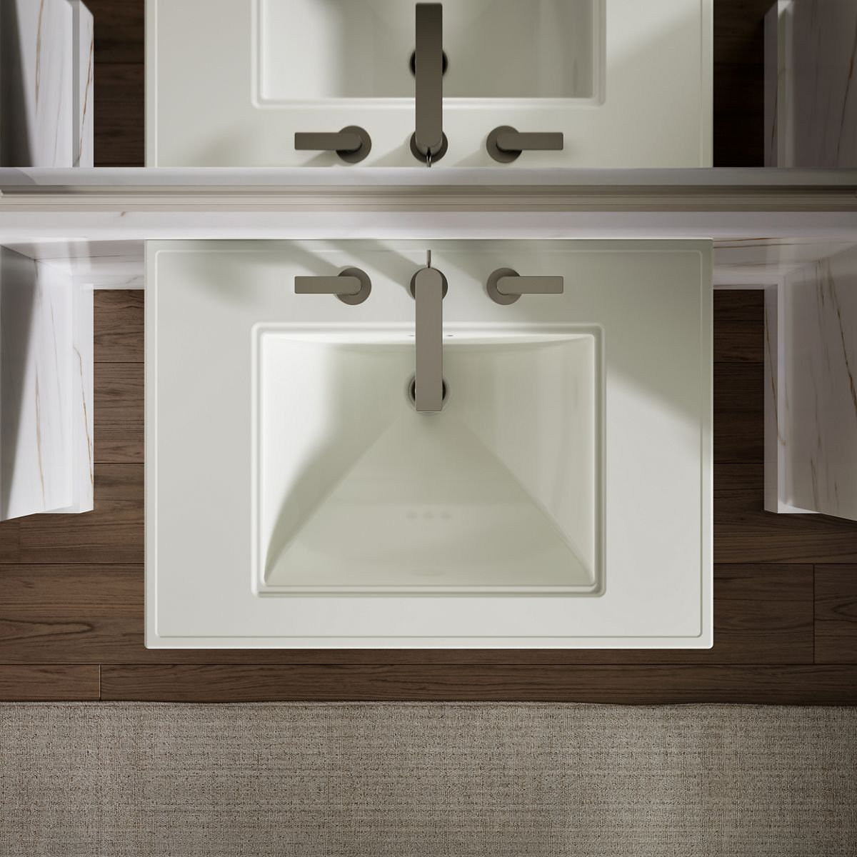 Memoirs Stately Pedestal Bathroom Sink, Dune, 8" Centers, 34.75" H x 22.19" W x 30.69" L