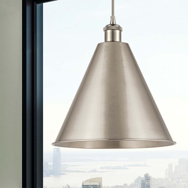 1 - Light Single Drop Pendant Pendant, 18.75" H x 16" W x 16" D, Brushed Satin Nickel, Brushed Satin Nickel