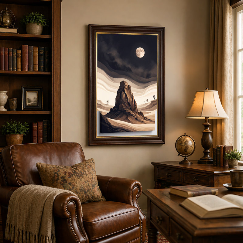 «Desert Rock Formation Under Full Moon», art mural sur toile, 18"H x 12"W