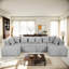 Chaise longue modulaire en velours côtelé à 4 places en velours côtelé, agencement personnalisable, accoudoirs carrés, confortable pour un espace de vie principal, canapé modulaire à assemblage nul, chambre à coucher, assise moelleuse moyenne, pas besoin-809355475