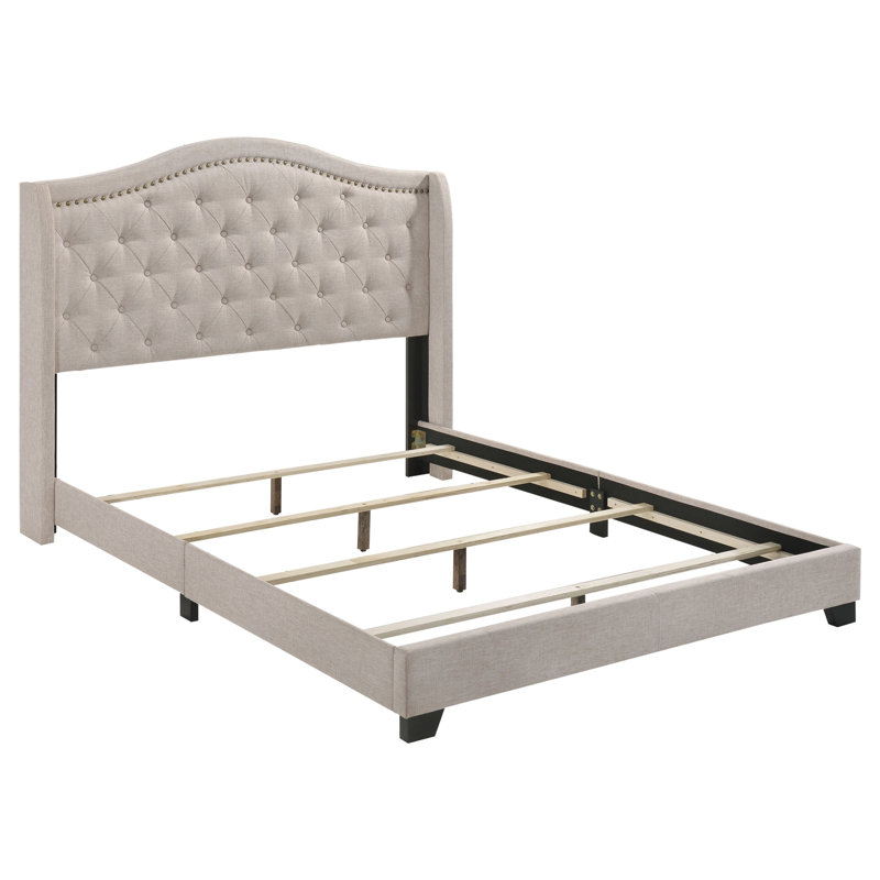 Lit design moderne et minimaliste, Beige, Double