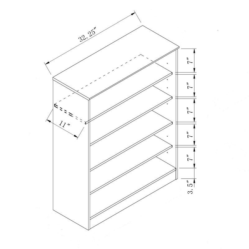Armoire à chaussures / rangement à 5 tablettes avec 5 portes et 2 portes au fini foncé