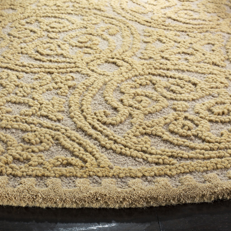 Sadik Cambridge Hand Tufted Wool Geometric Rug, Round 4'