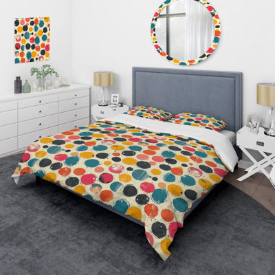 Ensemble de housse de couette moderne à pois vert et jaune Modern